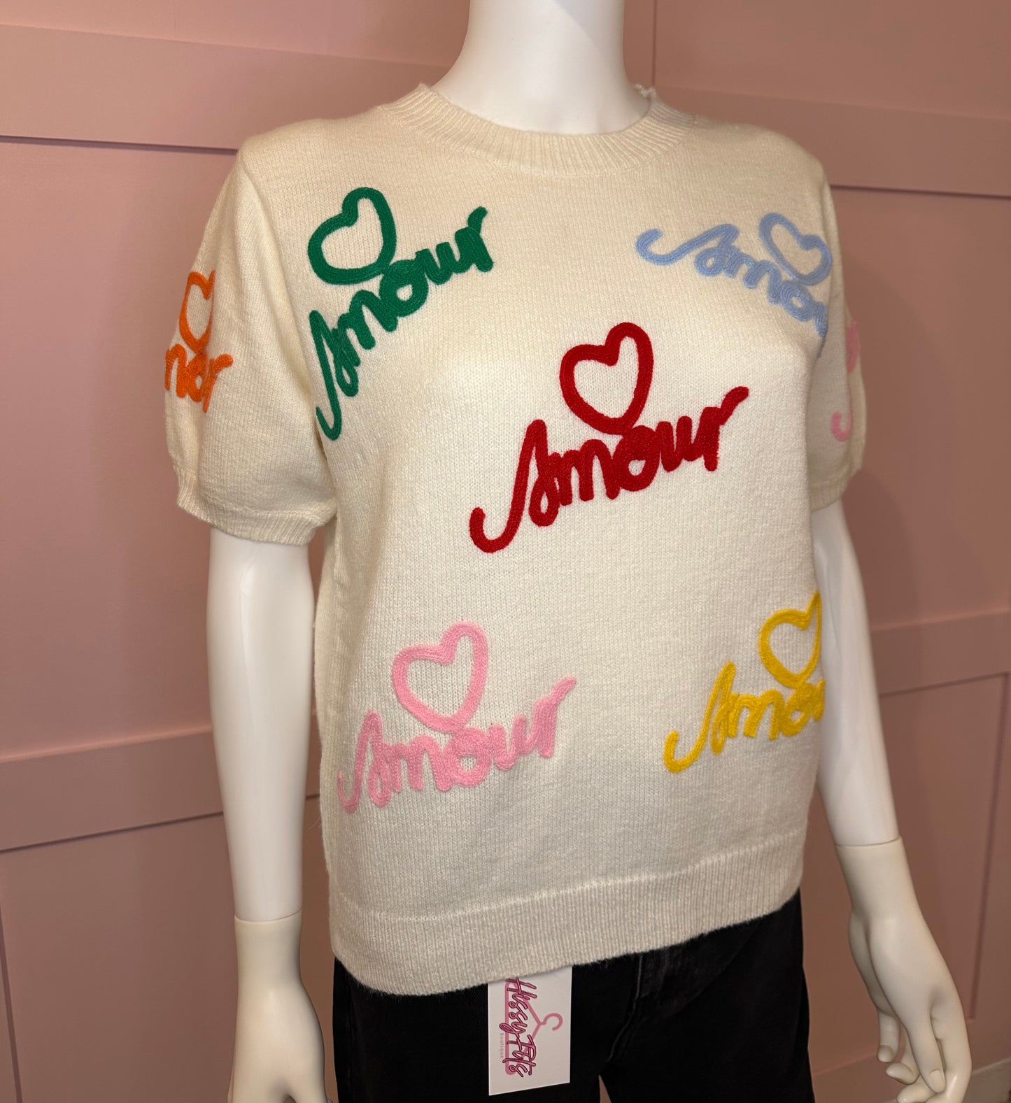 SHORT SLEEVE "AMOUR" KNIT JUMPER