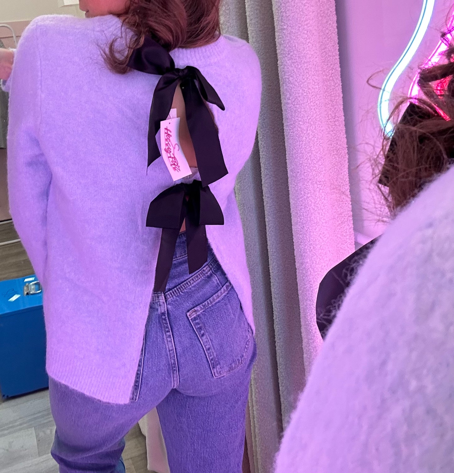 OPEN BACK BOW KNIT JUMPER