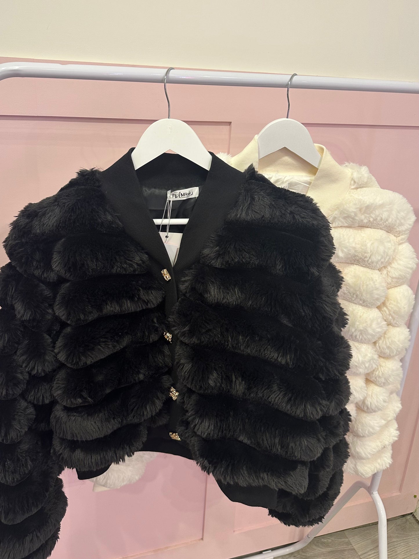 FAUX FUR BUBBLE CARDIGAN