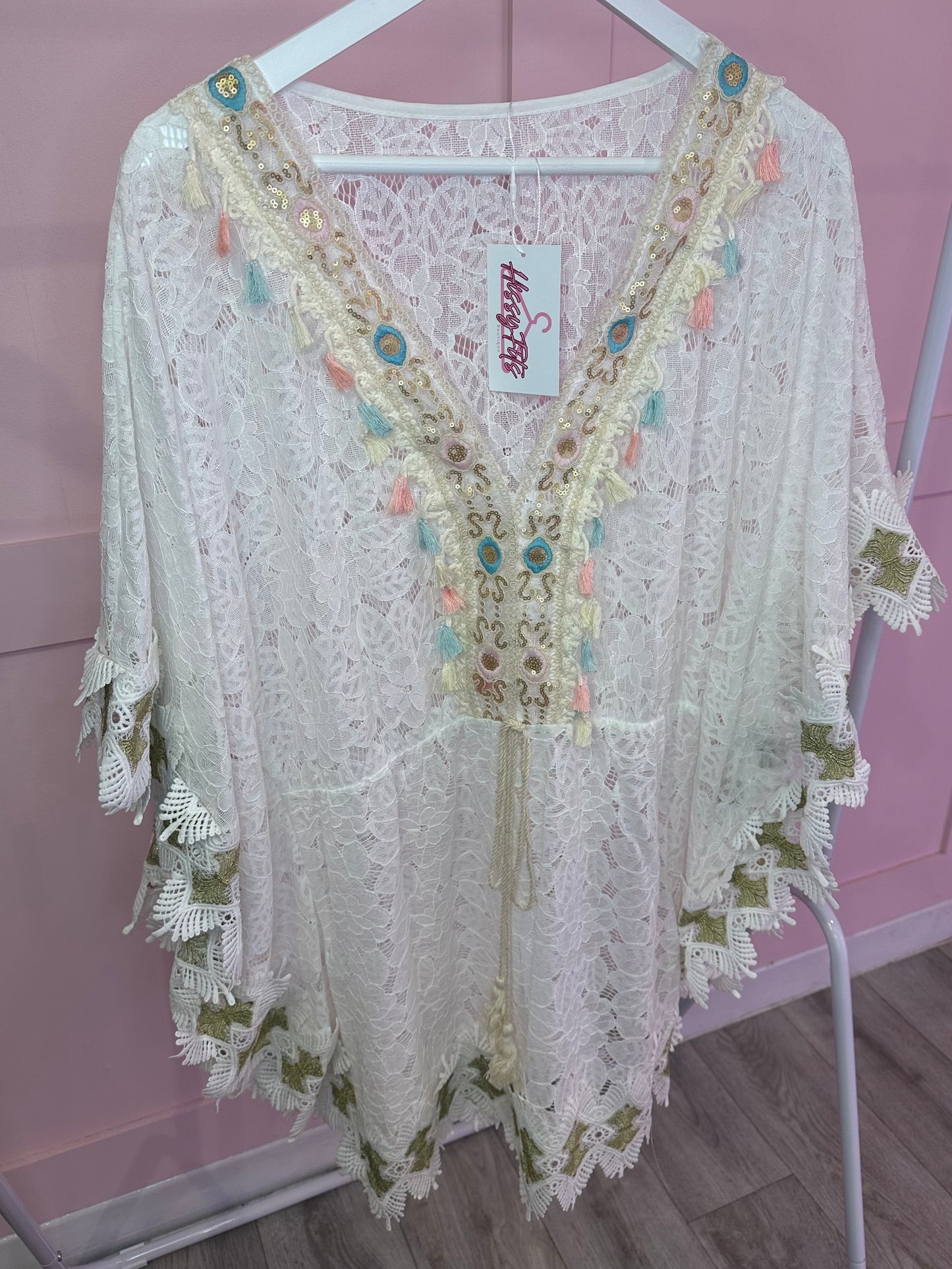 PASTEL TASSEL SHEER SUN DRESS