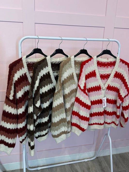 STRIPE BUTTON UP CARDIGAN