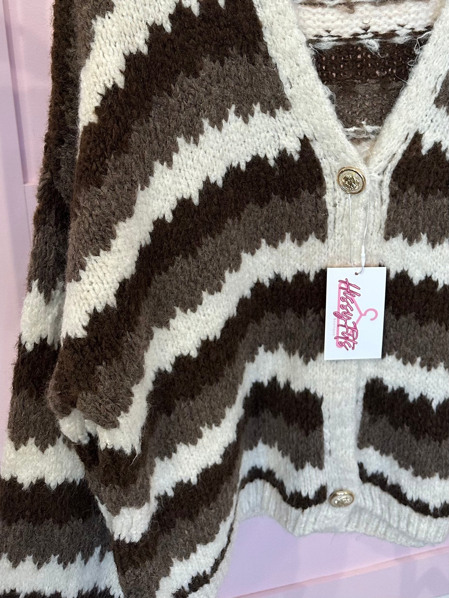 STRIPE BUTTON UP CARDIGAN