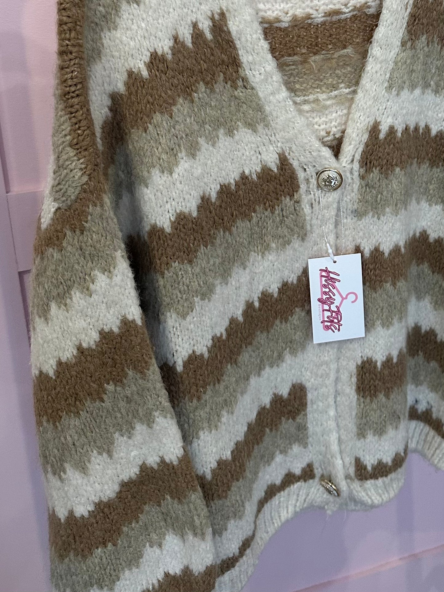 STRIPE BUTTON UP CARDIGAN