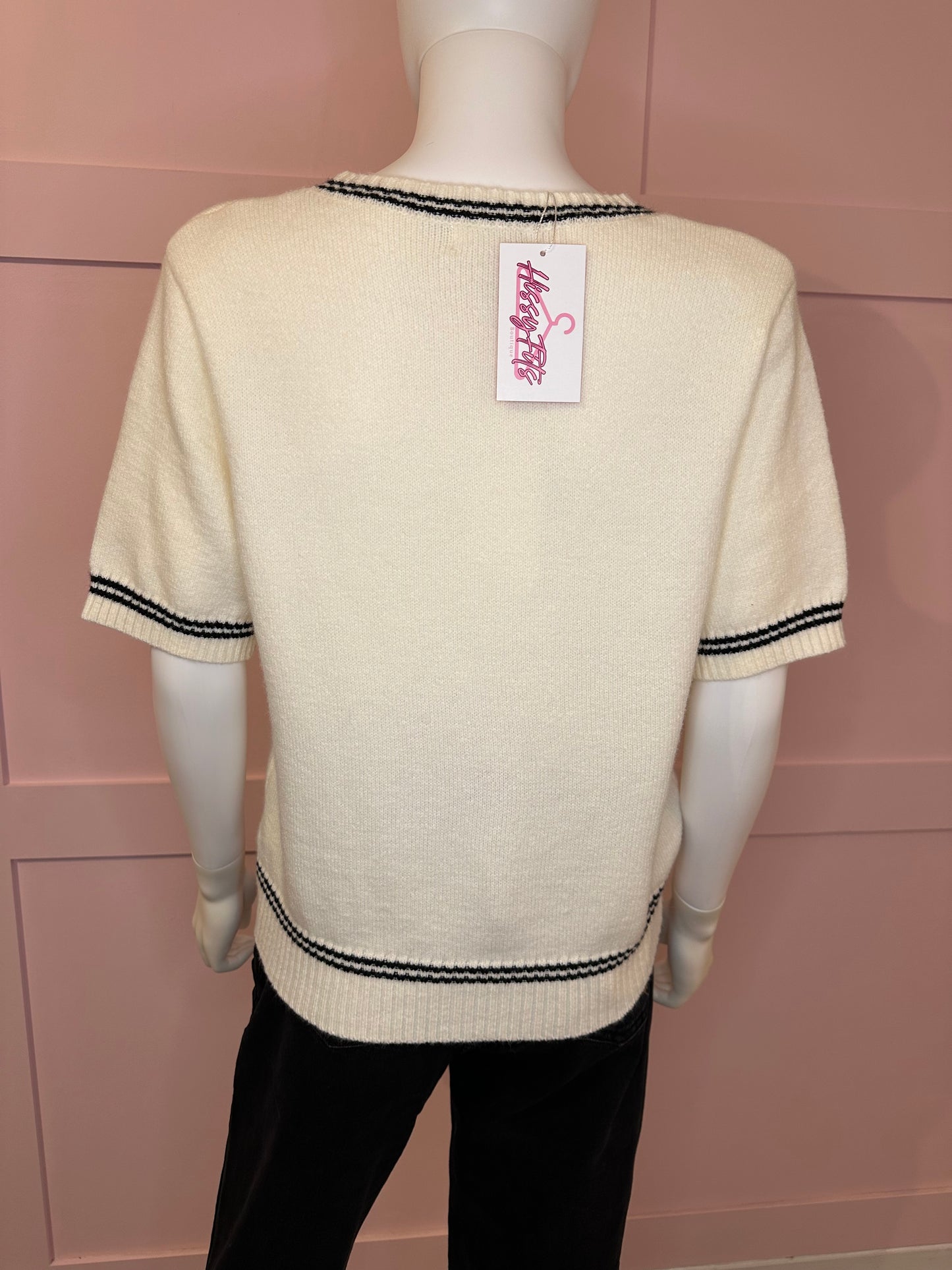 SHORT SLEEVE "PARIS MILANO" KNIT JUMPER