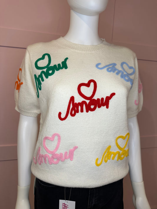 SHORT SLEEVE "AMOUR" KNIT JUMPER