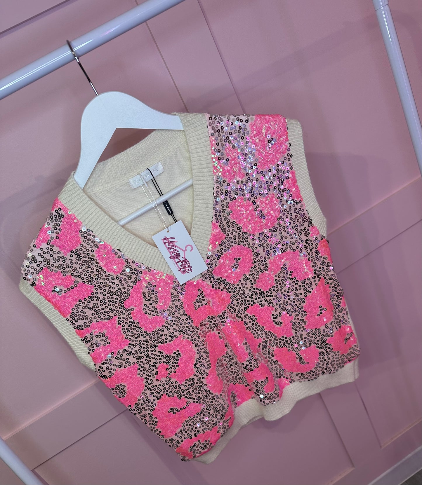 SPARKLE LEOPARD SWEATER VEST