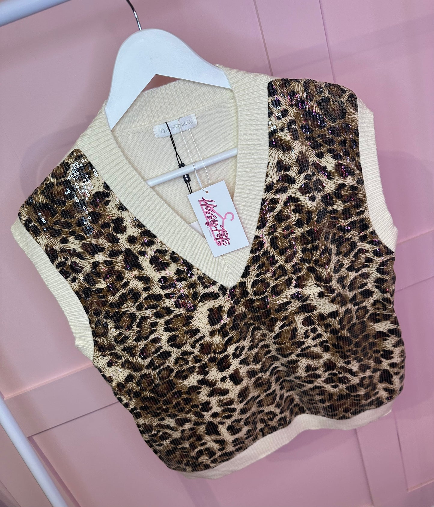 SPARKLE LEOPARD SWEATER VEST