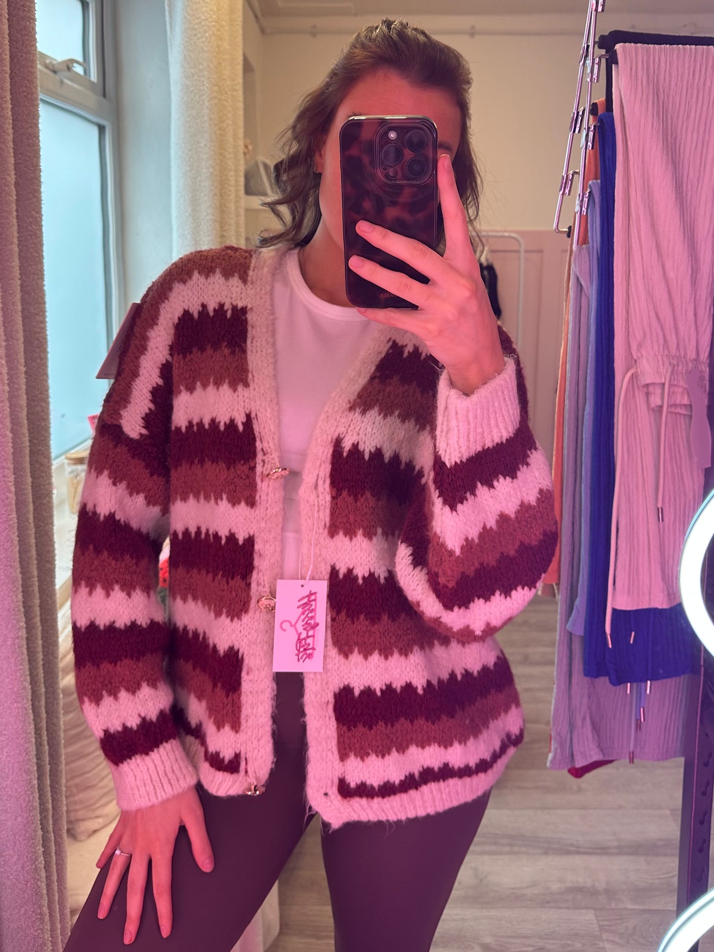 STRIPE BUTTON UP CARDIGAN