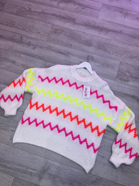 NEON ZIGZAG KNIT JUMPER