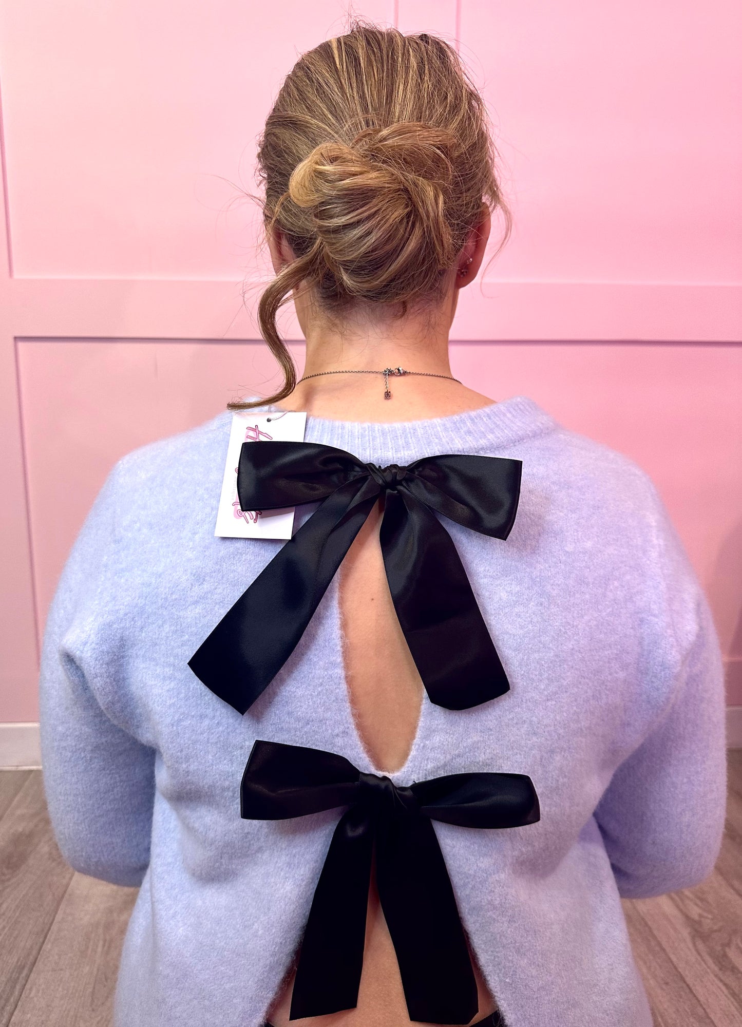 OPEN BACK BOW KNIT JUMPER