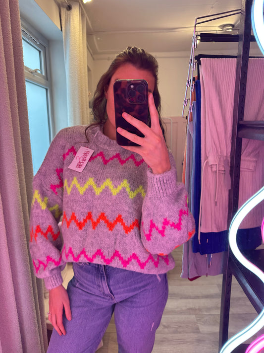 NEON ZIGZAG KNIT JUMPER