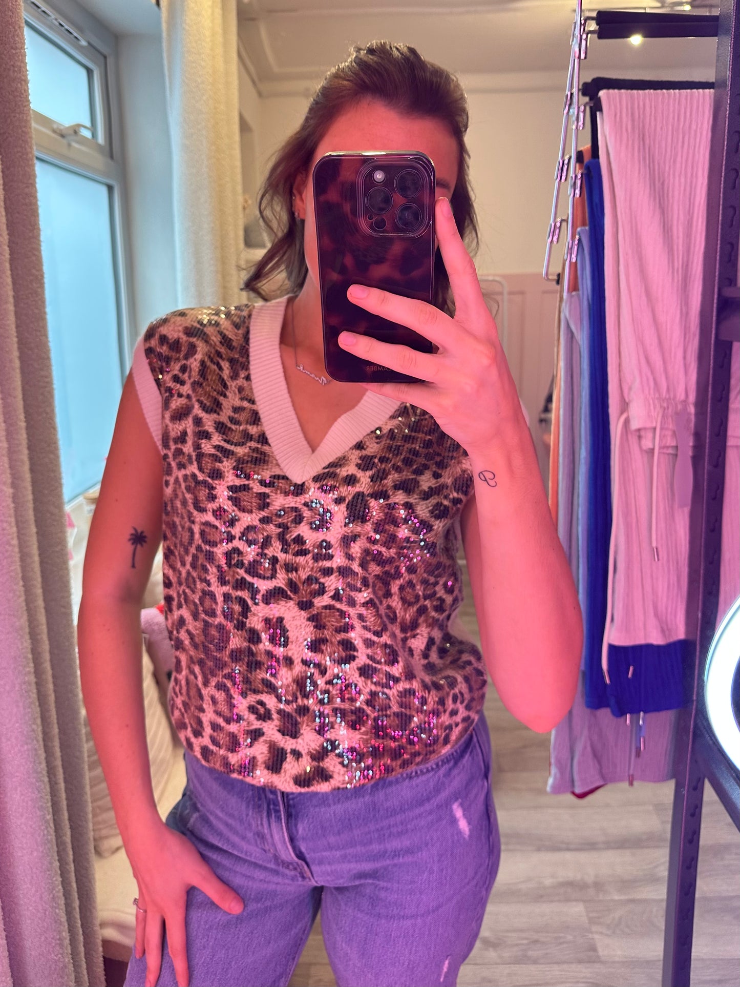 SPARKLE LEOPARD SWEATER VEST