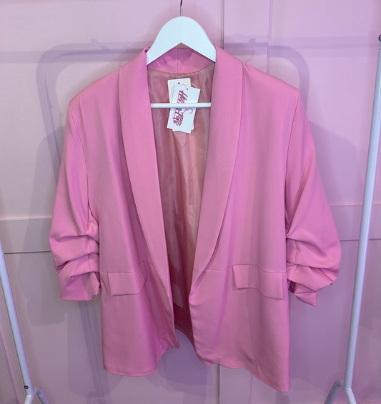 RUCHED SLEEVE BLAZER