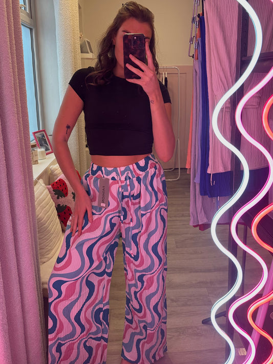 CRINKLE SWIRL PATTERN PANTS