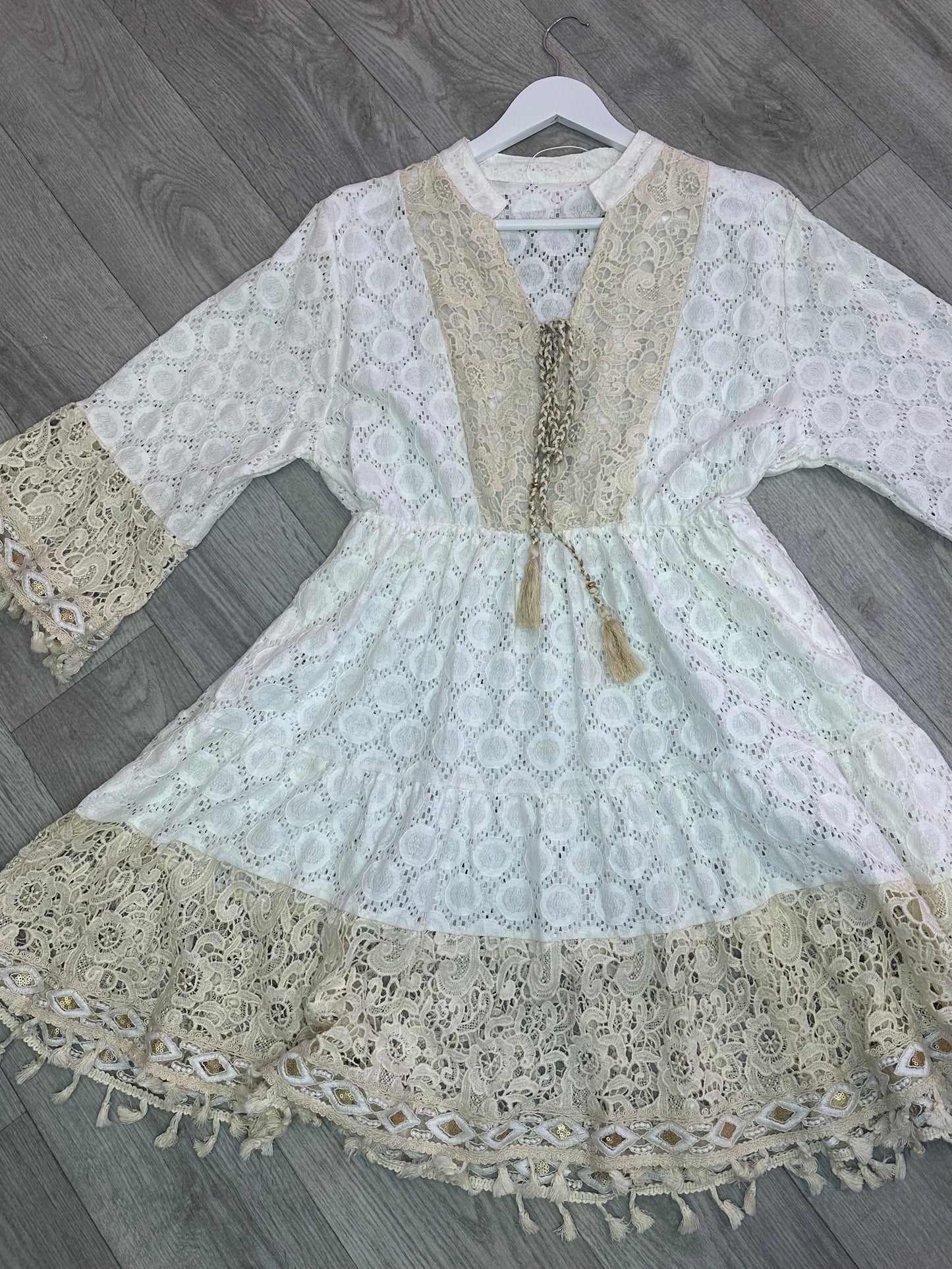 GOLD DETAIL SHEER SUN DRESS