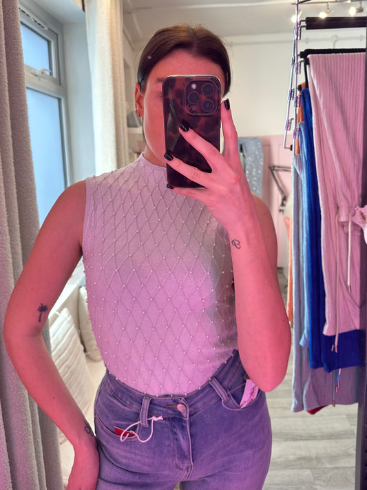 PEARL EMBELLISHED SPARKLE VEST