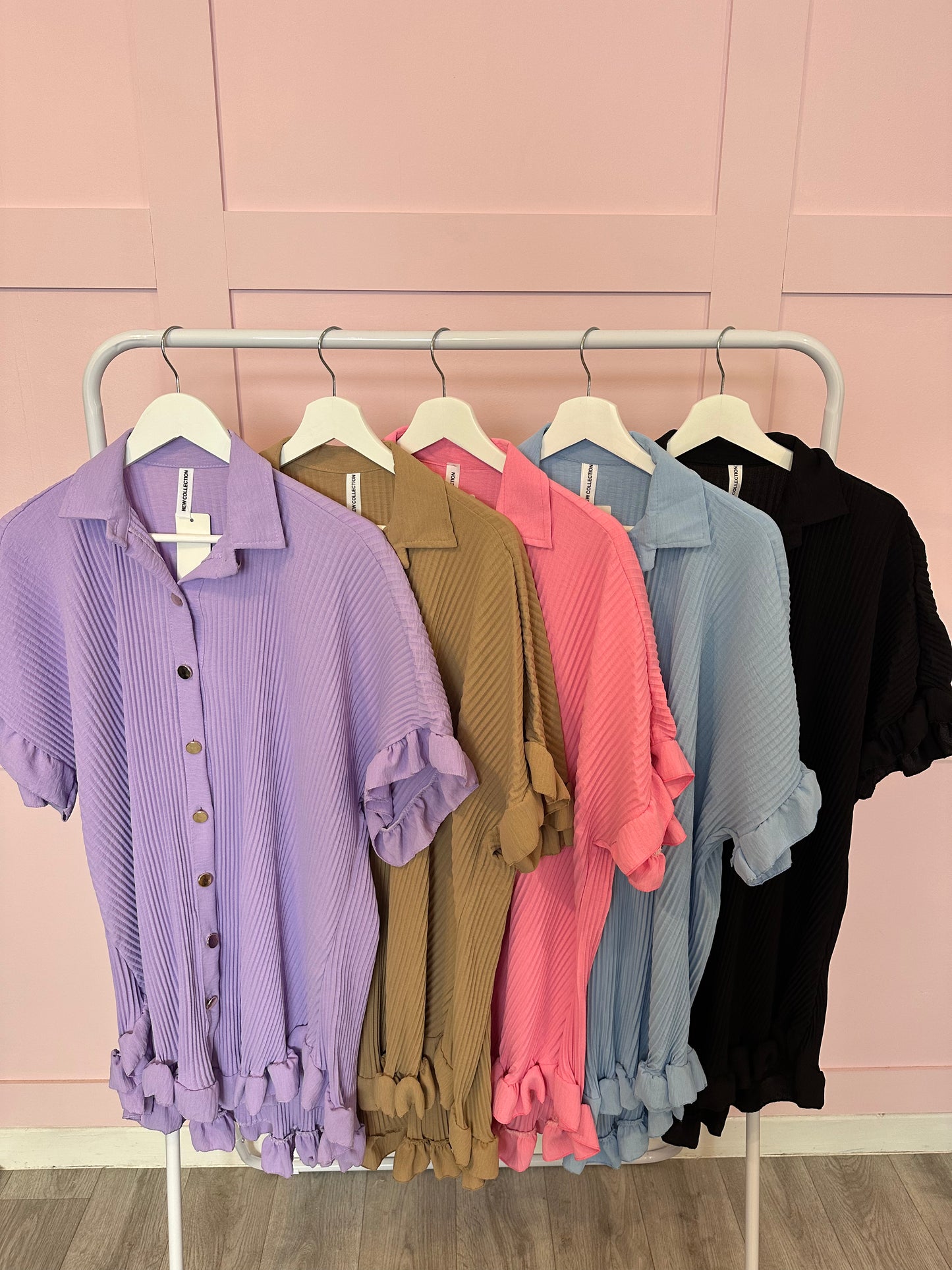 PLISSE BUTTON UP DRESS
