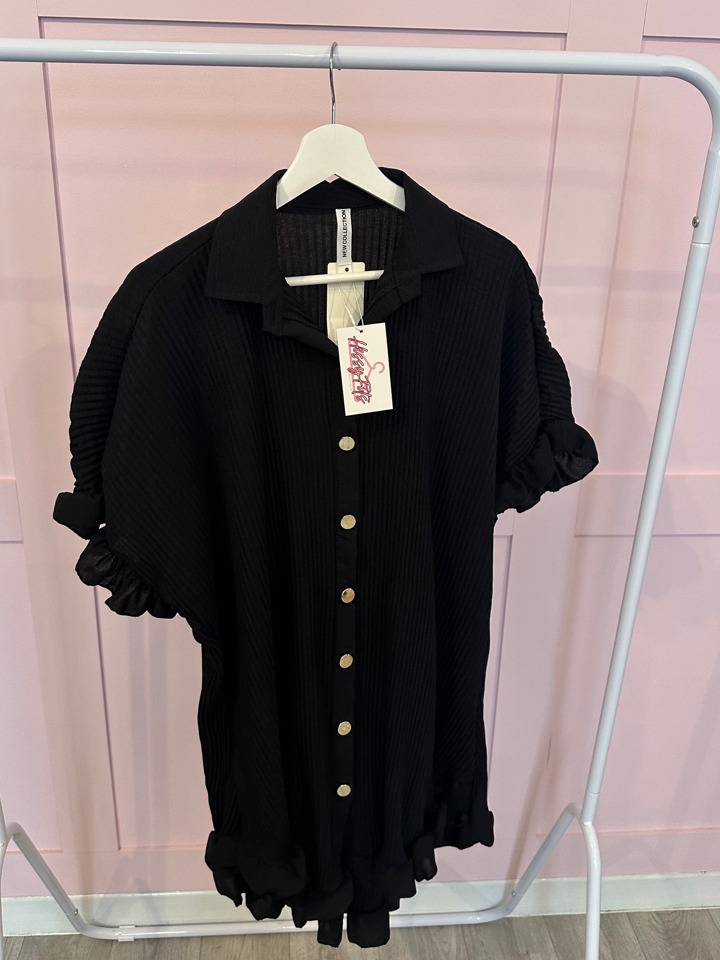PLISSE BUTTON UP DRESS